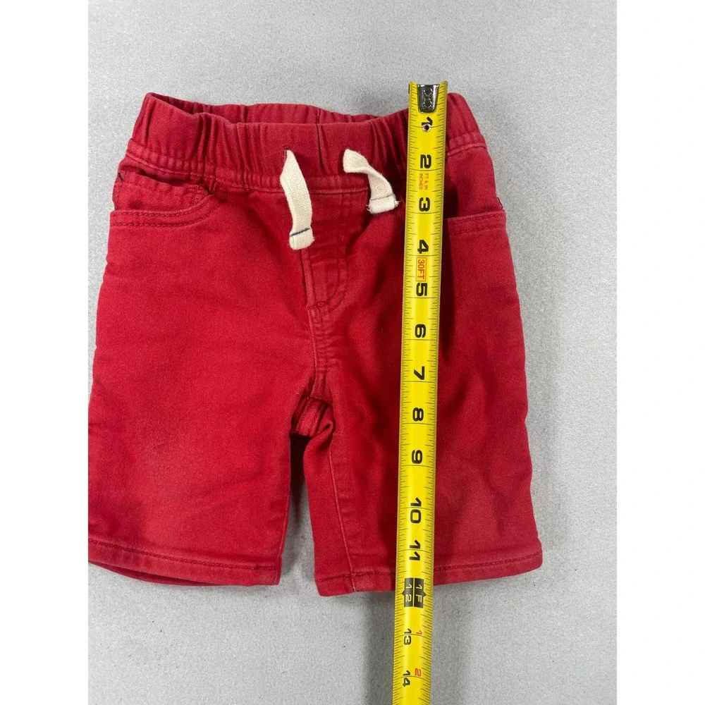 Gap Toddler Boys Red Denim Shorts Stretch Pull On 12-18 Mo. Elastic Waist